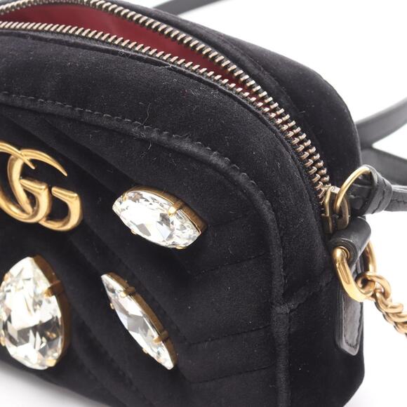 GUCCI Black Leather GG Marmont Shoulder Bag - Picture 9 of 9